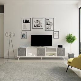 Hanah Home Sinef Soporte de TV Blanco y Antracita